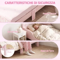 AIYAPLAY Letto Montessori per Bambini 3-6 Anni 146x76.5cm, Sponde Anti-Caduta, Forma di Fiocco per Cameretta, Rosa(m-5)