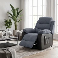 HOMCOM Aufstehsessel mit weichem Cordbezug, Recliner-Sessel mit Fernbedienung und Seitentaschen, Dunkelgrau(m-9)