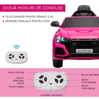 HOMCOM Mașină Electrică pentru Copii Audi RS Q8, 6V, 2 Motoare, Telecomandă, PP, 101x62x51 cm, Roz(m-5)