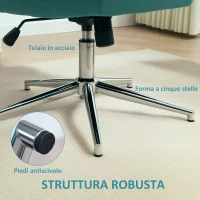 HOMCOM Poltrona per Ufficio e Salotto in Velluto, Girevole con Braccioli e Altezza Regolabile, Blu(m-6)