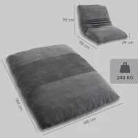HOMCOM Poltrona de chão 2 em 1 em cotelê, sofá de chão dobrável para leitura, gaming & meditação, sofá-cama para quarto(m-3)
