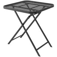 Outsunny Opvouwbare Tuinetafel 70x70 cm, Weerbestendige Balkontafel met Rasterontwerp Vierkant Zwart(m-14)