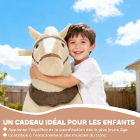 AIYAPLAY Cheval à bascule animal à bascule sur roulettes avec selle et harnais pour enfant de 3 à 5 ans 70 x 28 x 80 cm marron(m-7)