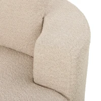HOMCOM Puf Sofá Redondo en Chenilla, Asiento Grande, 2 Cojines, 1 Respaldo, 1 Cojín Cilíndrico, Carga 250kg, 130x130x82cm, Crema(m-8)