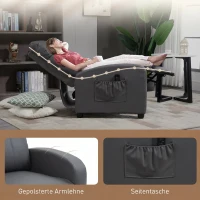 HOMCOM Relaxsessel Fernsehsessel mit Vibrationsmassage, Liegefunktion, 2 Massagepunkte, Fernbedienung, 68 x 88 x 98 cm Grau(m-7)