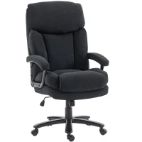 HOMCOM Chefsessel Ergonomisch Bürostuhl bis 200 kg mit Samtoptik, Hoher Rückenlehne, für Büro und Homeoffice Schwarz(m-1)