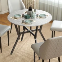 HOMCOM Dining Table, Round Kitchen Table with Black Legs, Anti-slip Foot Pads for Living Room, Dining Room 90 x 76 cm, Grey(m-10)