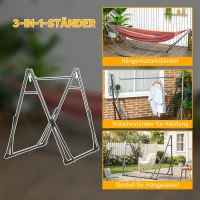 Outsunny 2-in-1 hangmatstandaard, weerbestendig, droogrek, 290 cm x 92 cm x 88 cm, zwart(m-4)