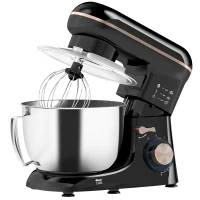 HOMCOM Küchenmaschine Knetmaschine mit 4,5L Edelstahlschüssel 1300W Teigmaschine mit 6+P Geschwindigkeit Beige(m-11)