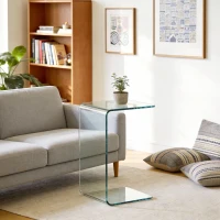 HOMCOM Stevige salontafel van glas, één-delig ontwerp, eenvoudig en modern, 80 x 45 x 35 cm, transparant(m-9)