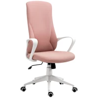 Vinsetto Scaun de birou ergonomic și tapițat, cu înălțime reglabilă și balansare, 62x56x110-119,5 cm, roz(m-11)