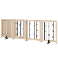 PawHut Freistehendes Haustiertor, Hundegitter mit Tür, 4 Paneele, für Flur, Treppe, Türrahmen, MDF, Stahl(m-11)