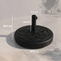 Outsunny Bază pentru Umbrelă de Soare Rotundă din Plastic, Umplibilă cu Apă și Nisip pentru Stâlpi de 38-48 mm, Ø56 cm, Negru(m-3)