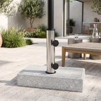 Outsunny Sonnenschirmständer 25 kg, Schirmfuß aus Granit, für Schirmstöcke Ø32/38/48 mm, Grau(m-7)