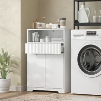 HOMCOM Mobiletto Bagno da Pavimento con Cassetto e Ripiano Regolabile(m-8)