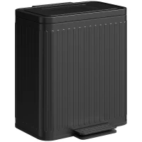 HOMCOM Küchenmülleimer, 2 x 20 L-Fächer, effiziente Mülltrennung, Fußpedal, Kunststoff, Metall, Schwarz(m-11)