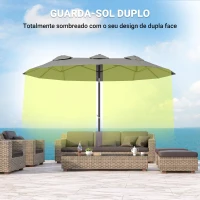 Outsunny Chapéu de Sol Duplo Chapéu de Sol de Jardim com Inclinação de 45° Manivela Estrutura de Aço 295x152x222 cm  Cinza(m-5)