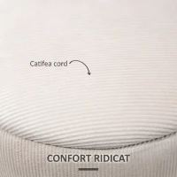HOMCOM Set de 2 Taburete Rotunde cu Spațiu de Depozitare, Tapițate cu Catifea Fină, Alb(m-6)