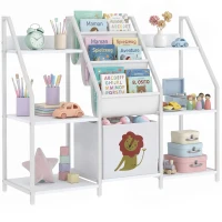 AIYAPLAY Bibliotecă și Organizator de Jucării pentru Copii, Metal, PAL, 93 x 30 x 76 cm, Alb(m-11)
