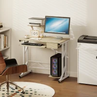 HOMCOM Mesa de Escritorio Mesa de Estudio con Bandeja de Teclado y Cajón Mesa de Ordenador para Despacho 90x50x100 cm Roble(m-7)
