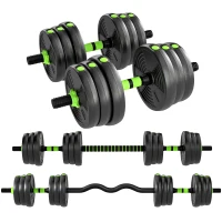 SPORTNOW Verstelbaar halterset 25 KG dumbbells Halterstang EZ-Curlstang voor krachttraining(m-11)