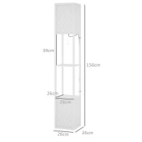 HOMCOM Lampa stojąca w nowoczesnym designie, 2 półki, łańcuszek włącznika, 26 cm x 26 cm x 156 cm, biały(m-3)