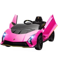AIYAPLAY Mașină Electrică pentru Copii 3-6 Ani 12V Lamborghini Autentica, 2 Motoare, Uși Tip Foarfecă, Suspensii, Roz(m-11)