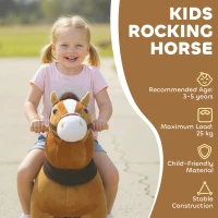 AIYAPLAY Cheval à Monter pour Enfant, Cheval à Roulettes en Peluche, Poignée, 75 cm de Haut, pour 3 à 5 Ans, Marron(m-4)