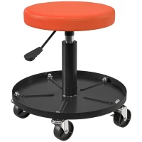 HOMCOM Werkplaatskruk op Wielen met Opbergvak en Hoogteverstelling 38-50cm tot 135 kg Belastbaar, Oranje(m-1)