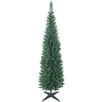 HOMCOM Árvore de Natal Slim 180 cm Árvore de Natal Artificial com 321 Ramos Suporte Metálico Decoração para Interior Verde(m-11)