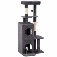 PawHut Kratzbaum 132 cm Katzenturm mit Höhle, Sisalstämme, große Plattform, mehrstöckig für mittelgroße Katzen unter 6 kg(m-11)
