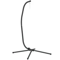 Outsunny Gestell für Hängesessel in C-Form Höhenverstellbar Metall Ständer mit Aufhängungskette bis 150kg Schwarz(m-12)