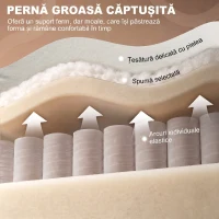 HOMCOM Fotoliu Reclinabil 135° în Material Textil cu Efect de In, Spumă, Oțel și Lemn, 73x86x100 cm, Crem(m-5)
