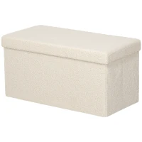HOMCOM Opbergkruk, Gestoffeerde Bank met Opbergruimte en Deksel voor Woonkamer, Slaapkamer, Gang, Crèmewit(m-13)