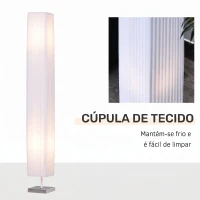 HOMCOM Candeeiro de Pé com 2 Casquilhos E27, Ecrã em Tecido, Interruptor de Pedal e Base em Aço Inoxidável, Branco(m-4)