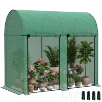 Outsunny Seră pentru Grădină de 2 m², 2 Uși Rulante, Acoperire din PE 140g/m² Anti-UV, 2x1x1.78m, Verde(m-11)