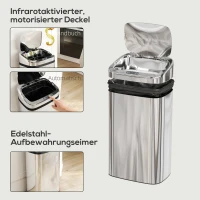 HOMCOM Sensor prullenbak 30 L automatische prullenbak met bewegingssensor voor kantoor, slaapkamer(m-6)