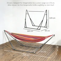 Outsunny 2-in-1 hangmatstandaard, weerbestendig, droogrek, 290 cm x 92 cm x 88 cm, zwart(m-3)