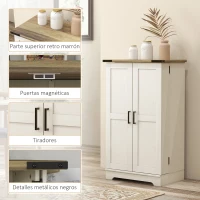 HOMCOM Armario Despensa Cocina con 2 Puertas 16 Estantes y Estante Ajustable para Comedor Salón 60x40x104 cm Crema(m-7)