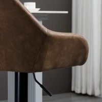 HOMCOM Bar Stools Set of 2, Height Adjustable Swivel Barstools, PU Leather Kitchen Stools with Backs, Armrests and Footrest for Home, Counter and Dining Room, Dark Brown(m-10)