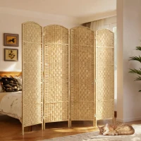 HOMCOM Paravan 4 Panouri Pliabile Per Interni Împletit 180x180cm(m-8)