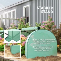 Outsunny Kas, winterbestendige foliekas met oprolbare ritsdeur 350 x 100 x 80 cm Groen(m-5)
