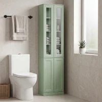 HOMCOM Mobile Bagno Alto a 6 Ripiani con Ripiano Regolabile, Verde Salvia(m-9)