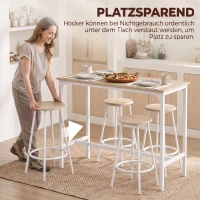 HOMCOM 5-teiliges Bartisch-Set für 4 Personen, Industrieller Stehtisch mit Hockern für Küche & Esszimmer, Eiche(m-5)