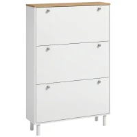 HOMCOM Schuhschrank 24 Paar, schmaler Schuhschrank mit 3 kippbaren Schubladen, verstellbaren Einlegeböden, Weiß(m-8)