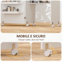 HOMCOM Mobile per Macchina da Cucire Pieghevole con Piano Ampio, 3 Contenitori, Mensola Inferiore, Ruote, Bianco(m-7)