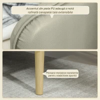 HOMCOM Canapea extensibilă 3 locuri cu spătar rabatabil și tapițerie cu efect de catifea, 185x84x83 cm, bej(m-7)