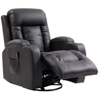 HOMCOM Fauteuil inclinable de massage et chauffage, fauteuil de relaxation, dossier réglable, pivotant 360°, 82x99x103cm, marron(m-12)