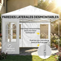 Outsunny Carpa Plegable 3x3 m Pop-up con UPF50+ 4 Laterales Desmontables Altura Ajustable y Bolsa de Transporte Blanco(m-8)