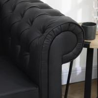 HOMCOM Canapea cu 2 Locuri Stil Chesterfield, PU, Lemn Masiv, 160 x 84 x 80 cm, Negru(m-20)
